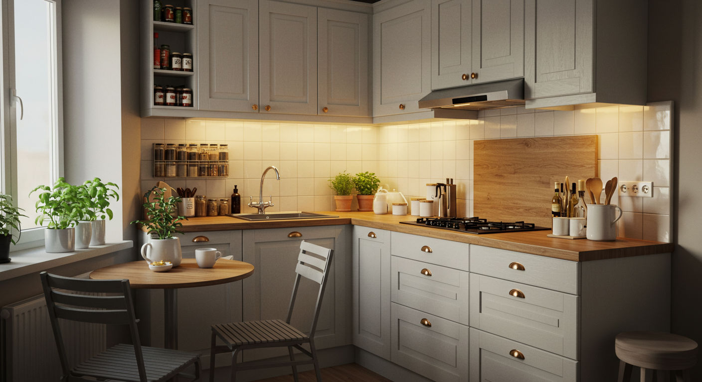 Функциональная маленькая кухня: уютный дизайн