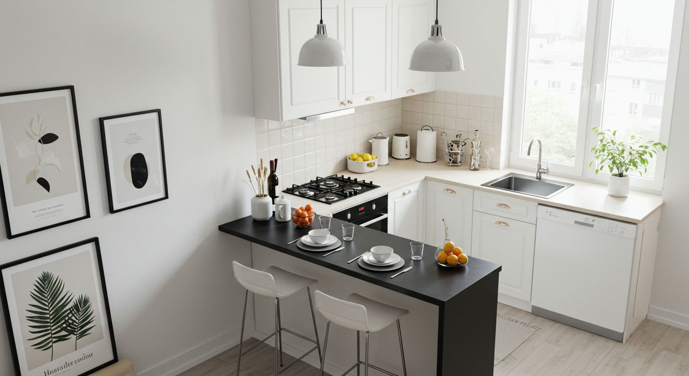 Барная стойка в дизайне маленькой кухни