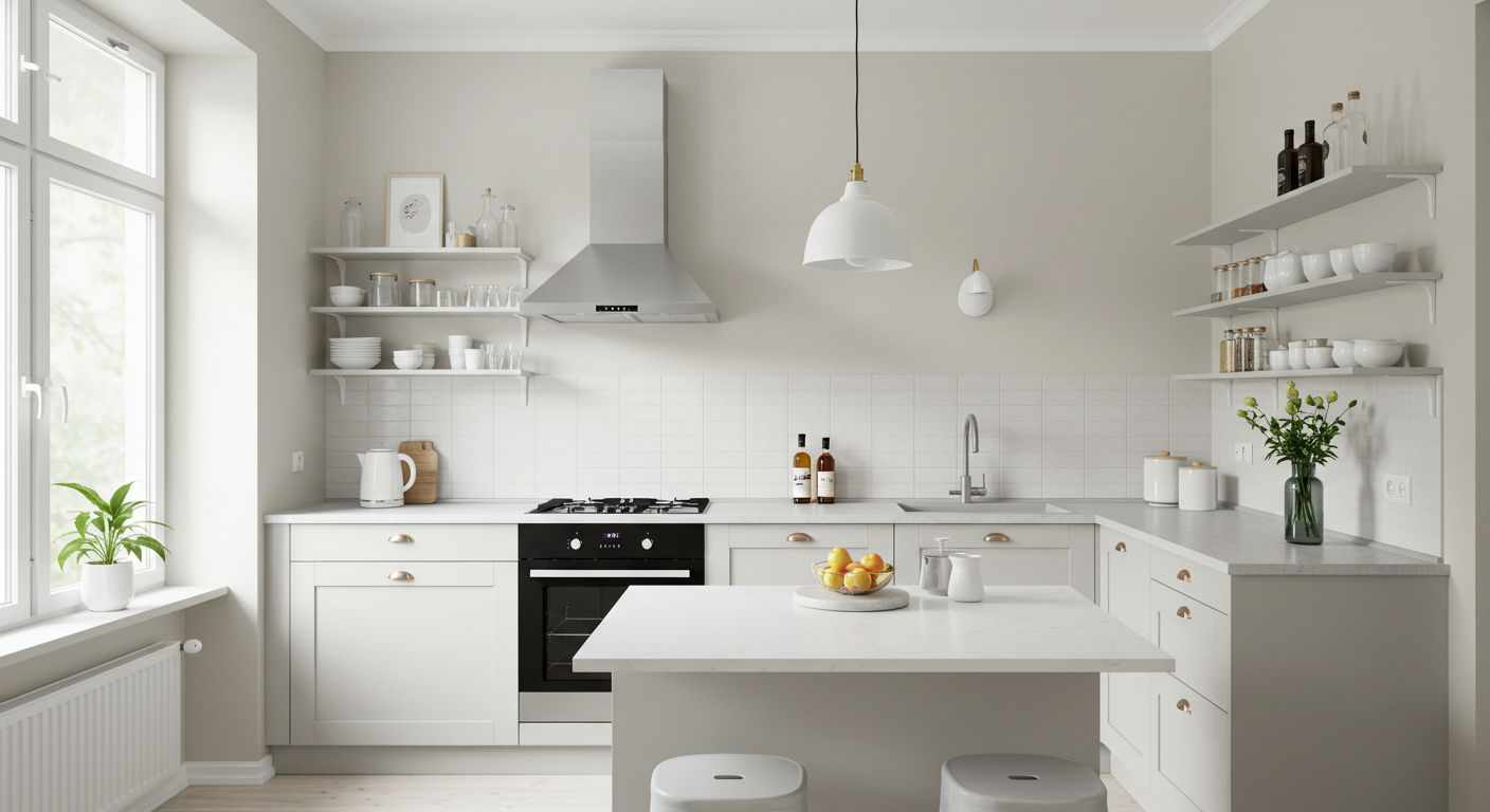 Светлая маленькая кухня: визуальное расширение