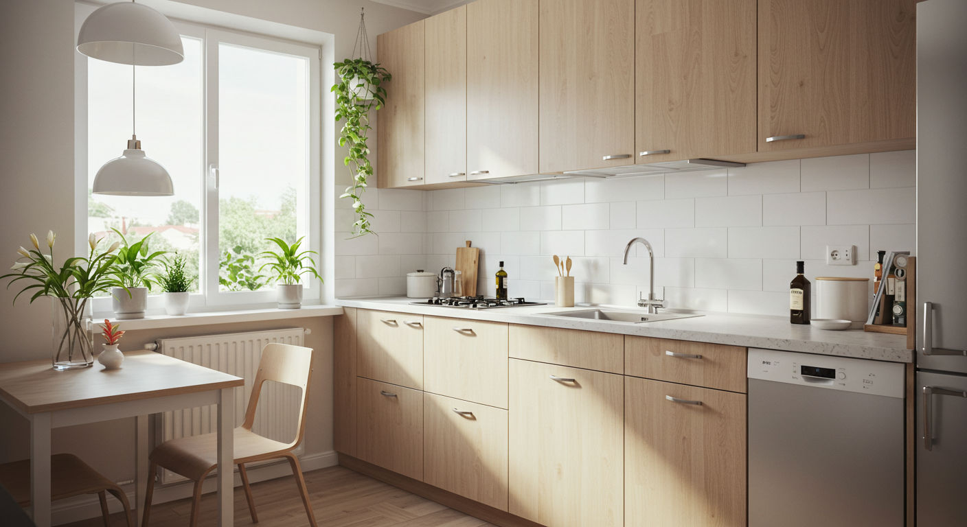 Дизайн маленькой кухни: светлые тона и уют