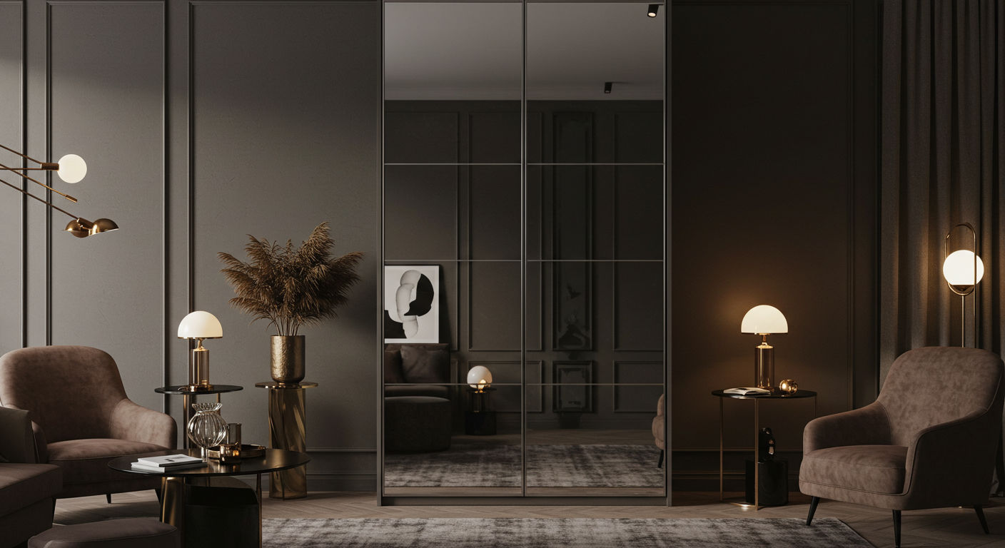 Элегантный интерьер с зеркальным шкафом-купе