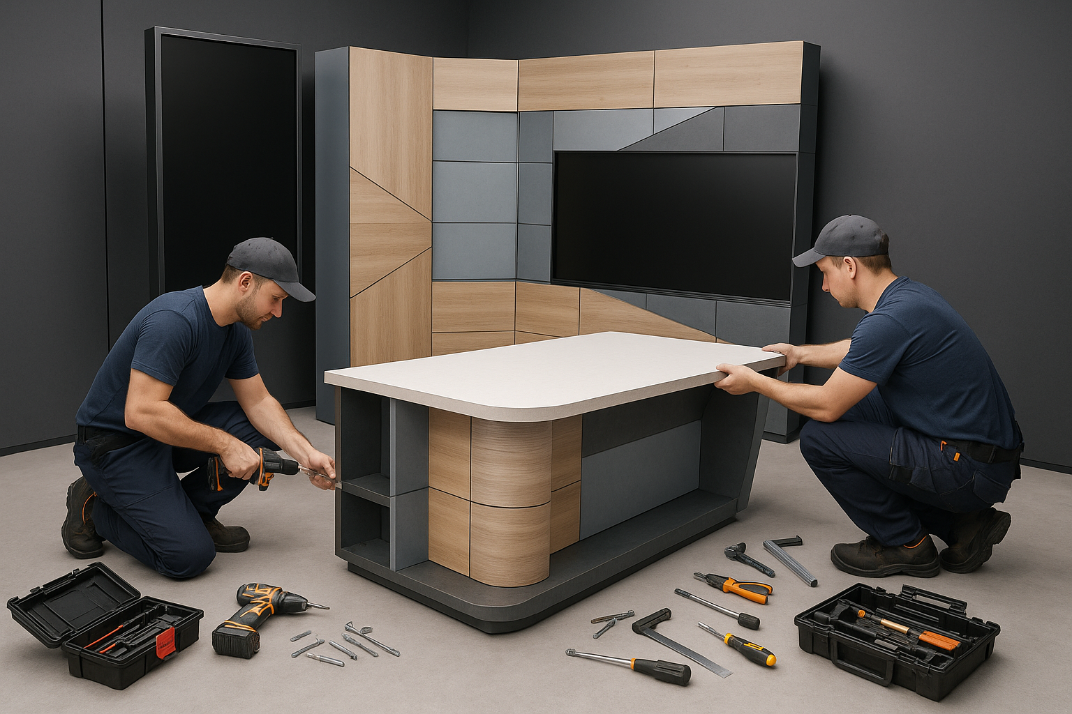 Профессиональный монтаж студийной мебели специалистами арендной компании