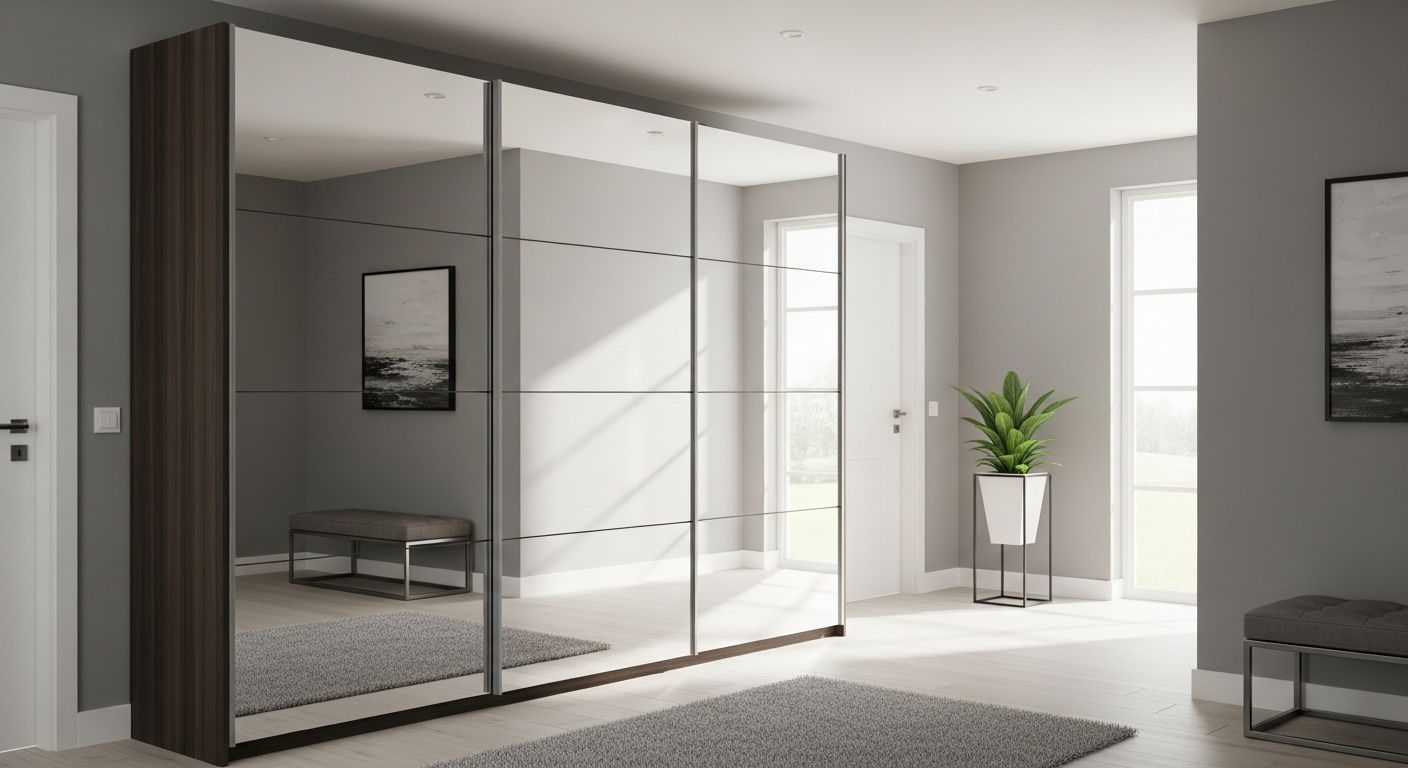 Отдельностоящий корпусный шкаф с задней стенкой из ДВП в прихожей