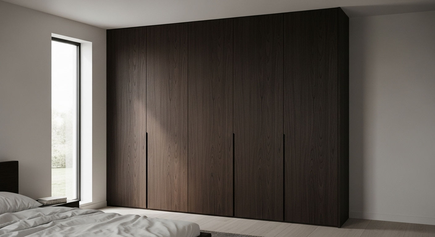 Конструкция встроенного шкафа с креплением полок прямо к стене