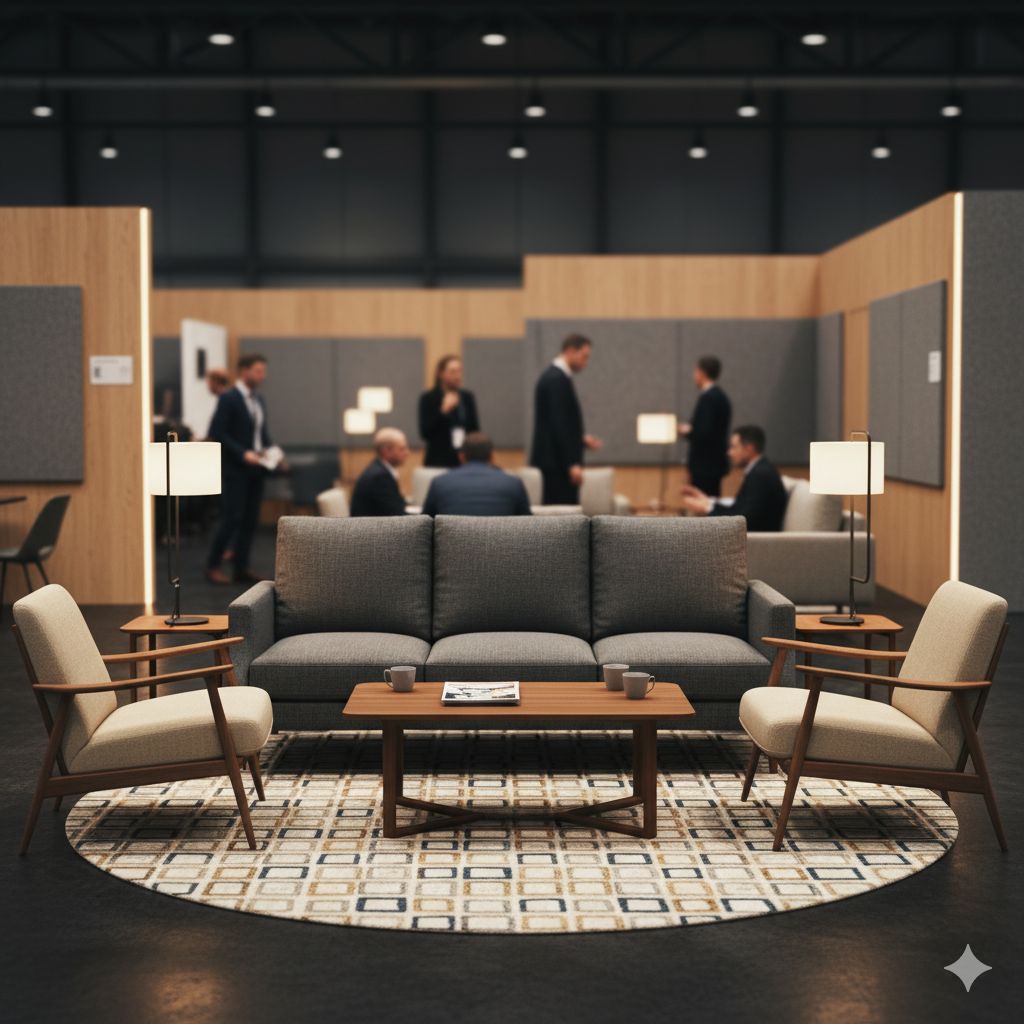 Пример 'островка' из мягкой мебели для нетворкинга в лаунж-зоне.