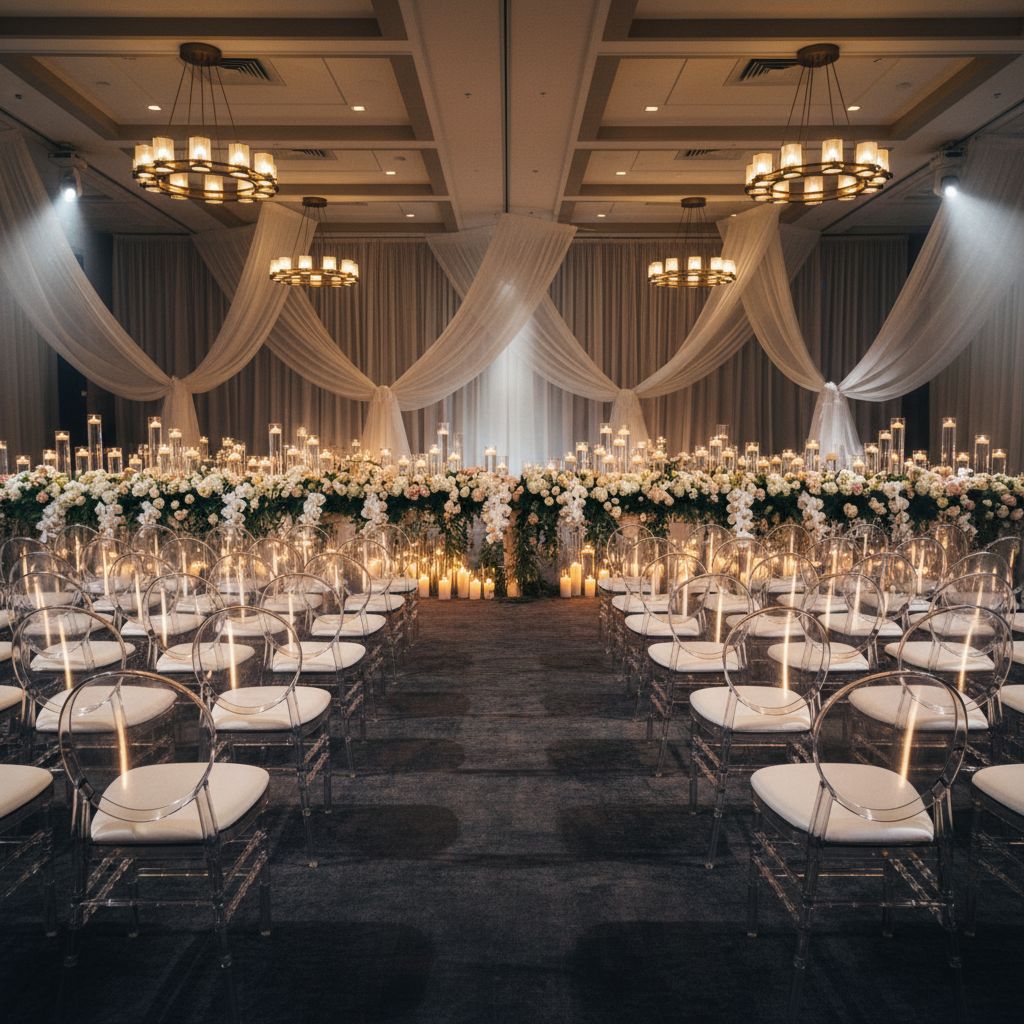 Профессиональный организатор проверяет стулья Кьявари перед банкетом — ключевой этап успешной аренды мебели для мероприятия.