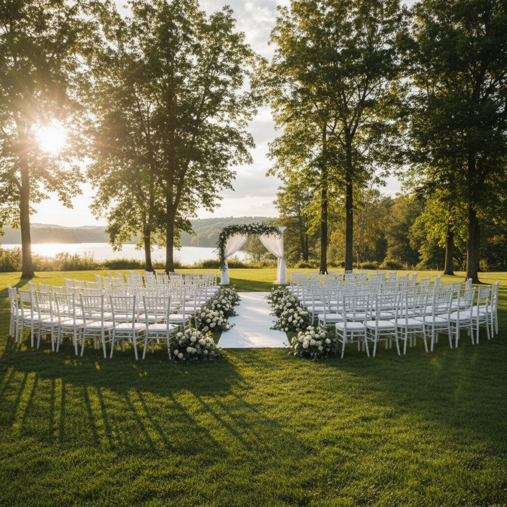 Пустые стулья, идеально расставленные перед началом мероприятия, как символ важности планирования и избежания ошибок при аренде.